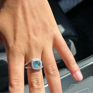 Fake! Blue topaz David Yurman ring size 6. Fits 6.5/7